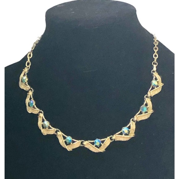 Vintage Jace Aurora borealis Gold tone Adjustable length Choker collar Necklace - Picture 3 of 7